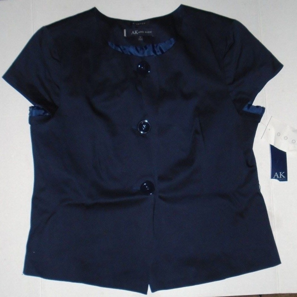 Ann Klein Elegant Classy Navy Blue Jacket Top